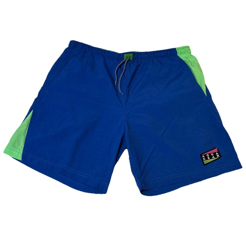 Vintage 1990s 90s Nike Blue Aqua Gear Shrts Trunks Mens Medium Surf Swim Retro
